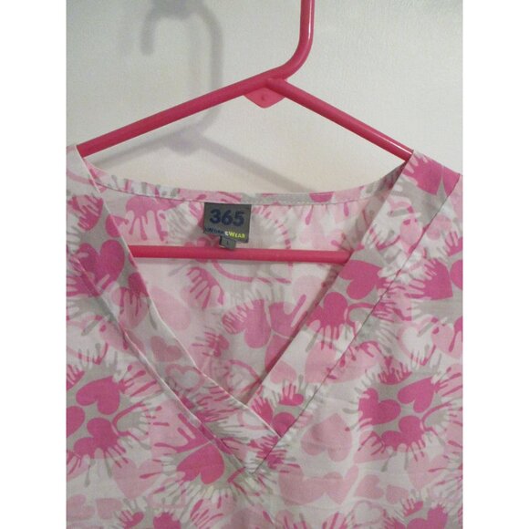 Pink Heart Pattern Womens Scrub Top Large Work& Wear Valentine - Picture 6 of 6